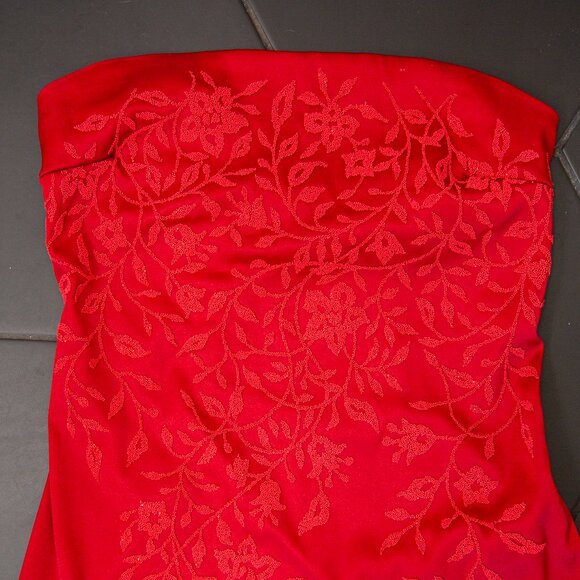 Windsor Y2K Red Beaded Strapless Formal Sheath Dress, size 3 - Picture 5 of 7